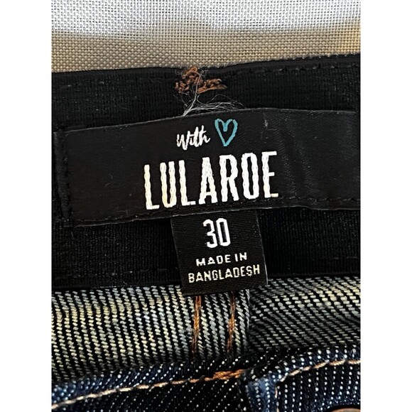 Lularoe Jeans Size 30 Dark Wash Front Seam High Rise Straight Leg Stretch - Picture 8 of 13